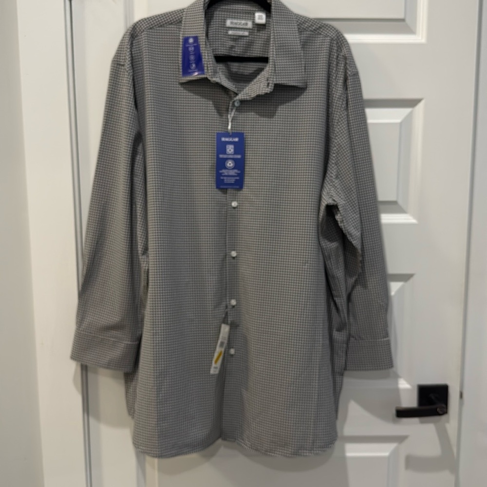 Black and white checked men’s dress shirt